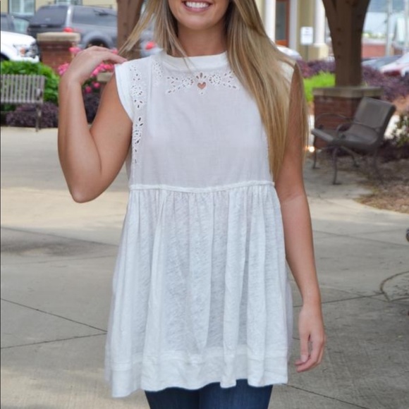 NWT Free People Bella Babydoll Top in Ivory - Picture 10 of 11